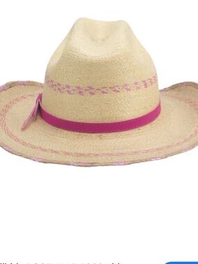 Bullhide Youth Girls' "Candy Kisses" 10X Palm Leaf Straw Cowgirl Hat – Natural/P